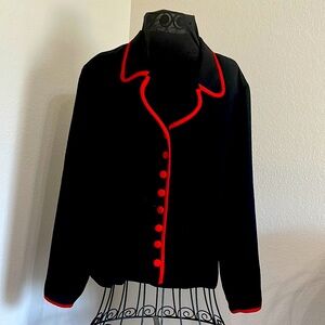 Elegant Black Jacket with Red Accents